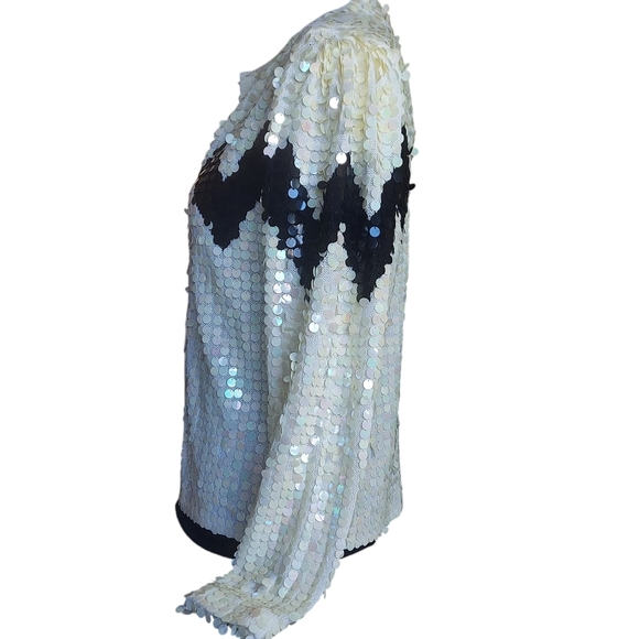Vintage JoAnn Bryant Black White Sequined Cardigan Sweater 1960s - Picture 13 of 16